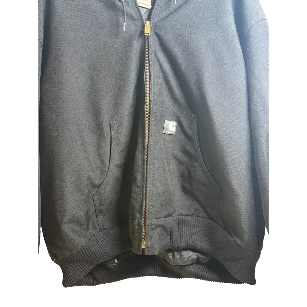 Carhartt Mens 3XL‎ Black Hooded Duck Insulated Active Jacket Workwear Chore Coat